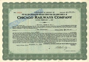 Chicago Railways Co. - $1,000 Bond